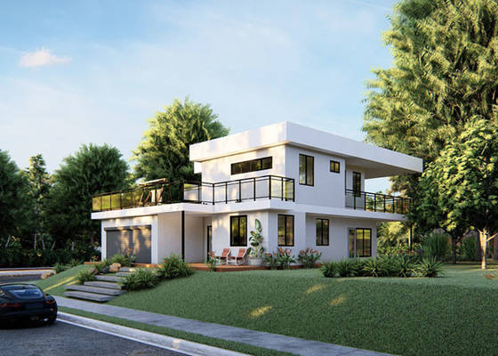 Easy Installation Light Steel Structure Ready-Made Home With 2PAC Cabins And Stone Countertop