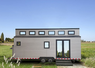 Wheeled Light Steel Prefab Tiny House With Metal PU Sandwich Panel Wall And Trailer