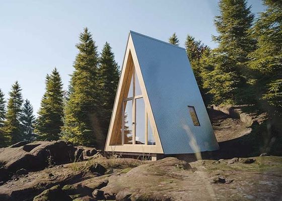 Prefab A Frame House Light Steel Hotel Unit Tòa nhà nhỏ Cabin gỗ cho kỳ nghỉ