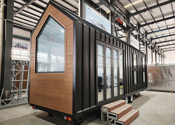 US/AS Nhà Prefab Ngôi nhà mô-đun Ngôi nhà nhỏ trên xe kéo có khung thép Ligth