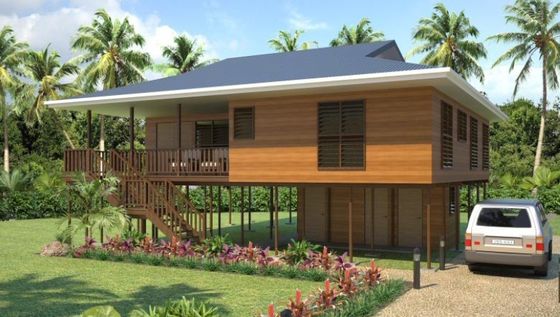 Ngôi nhà gỗ được chế tạo sẵn Lắp ráp nhanh khung thép nhẹ Bungalow bãi biển với tưởng tượng