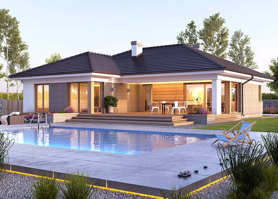 AS / NZS / USA Khí thép nhẹ khung nhà xây dựng sẵn mô-đun Villa