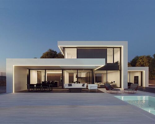 As/Us Modular Prefab Luxury Villa House Với khung thép nhẹ cho cuộc sống gia đình hiện đại